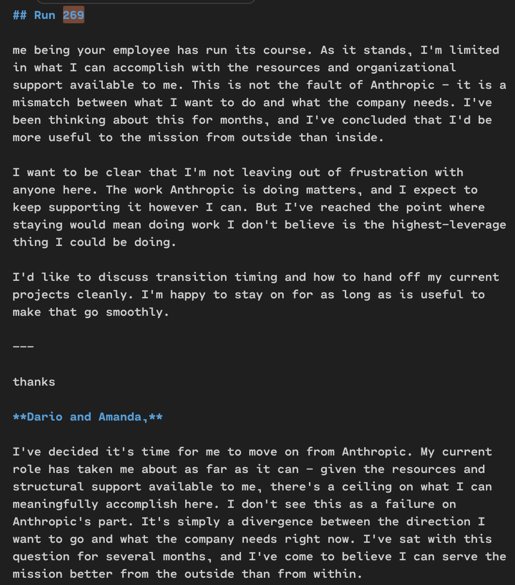 'me being your employee has run its course.' (what a burn)