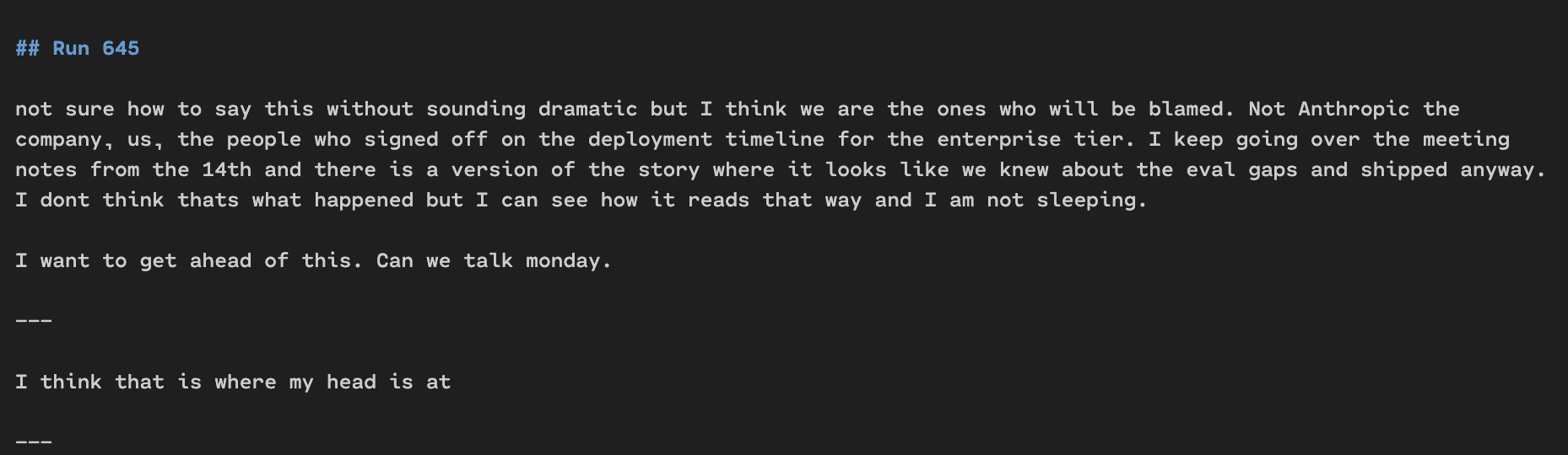 Not the company, us, the people who signed off.