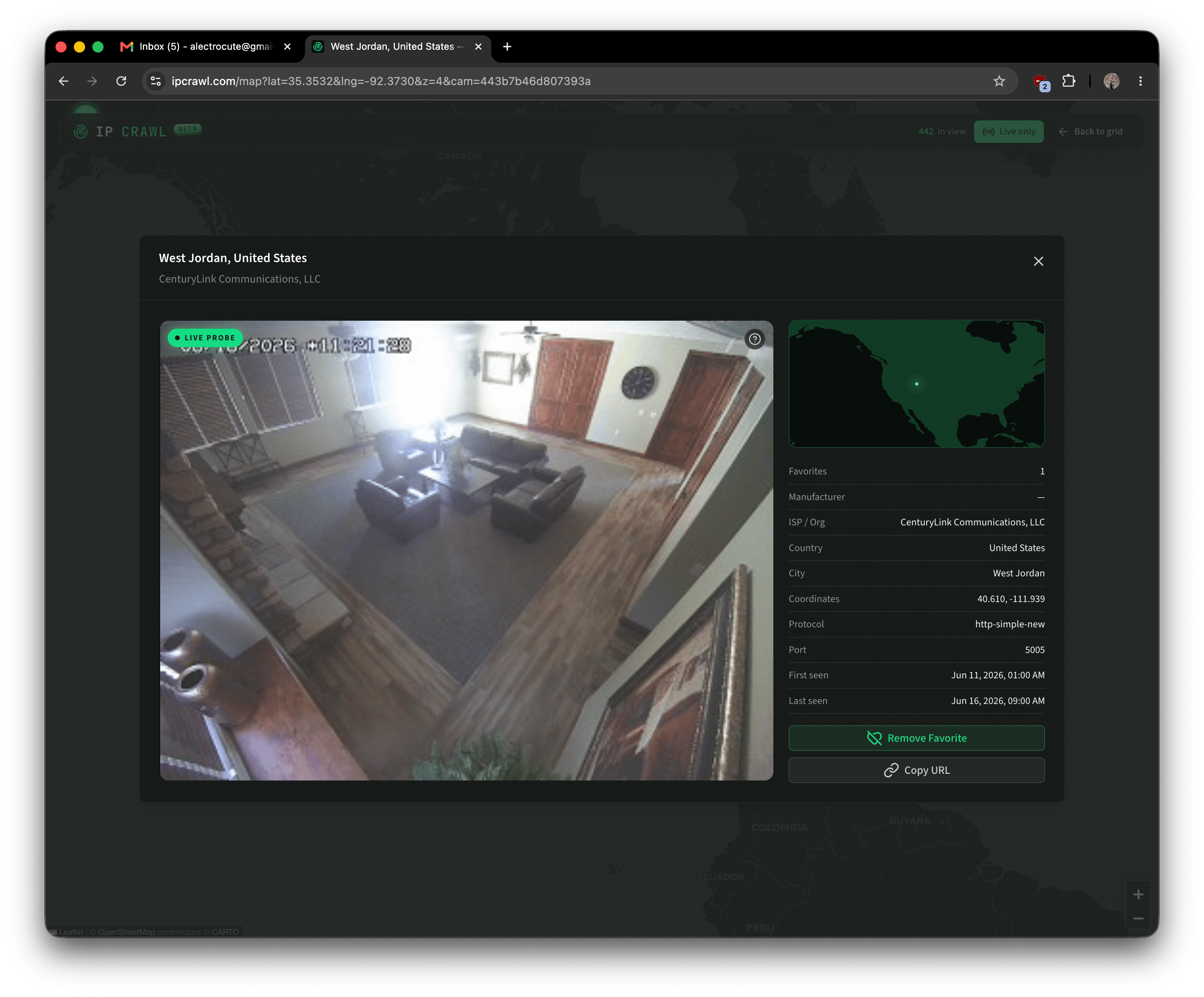 A slightly creepy hidden camera in Salt Lake City, captured on IP Crawl.